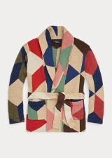 POLO RALPH LAUREN PATCHWORK-MOTIF COTTON-LINEN CARDIGAN