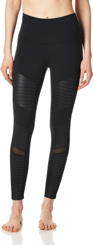 ALO YOGA WOMEN'S 7/8 HIGH WAIST MOTO LEGGING - BLACK