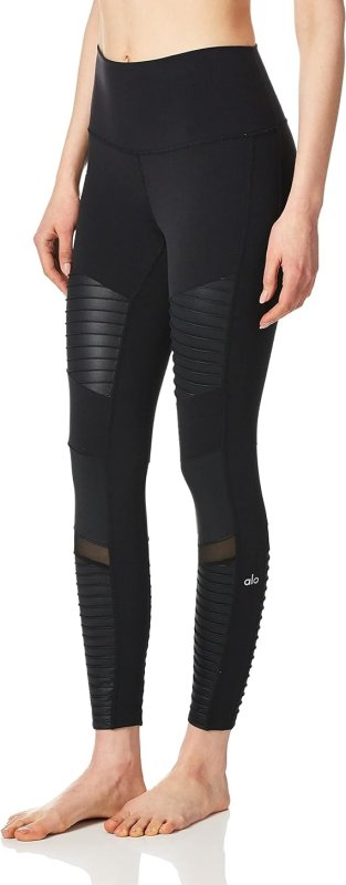 ALO YOGA WOMEN'S 7/8 HIGH WAIST MOTO LEGGING - BLACK
