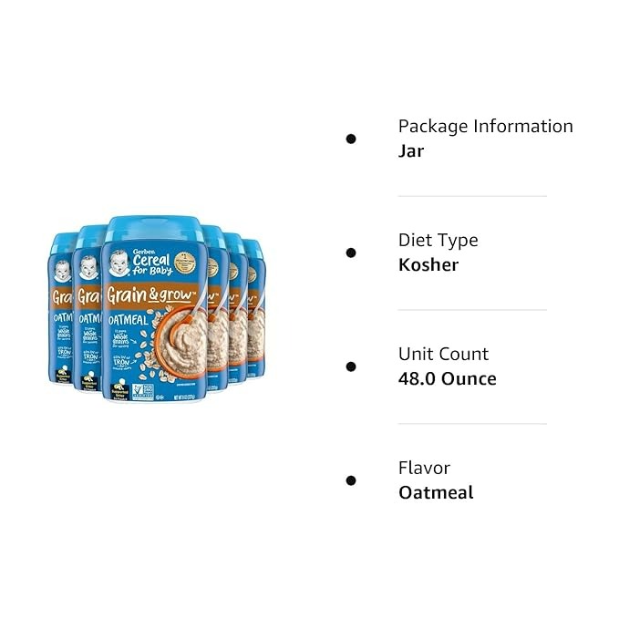 GERBER BABY CEREAL 1ST FOODS GRAIN & GROW OATMEAL - 16 OZ - 6'LI PAKET