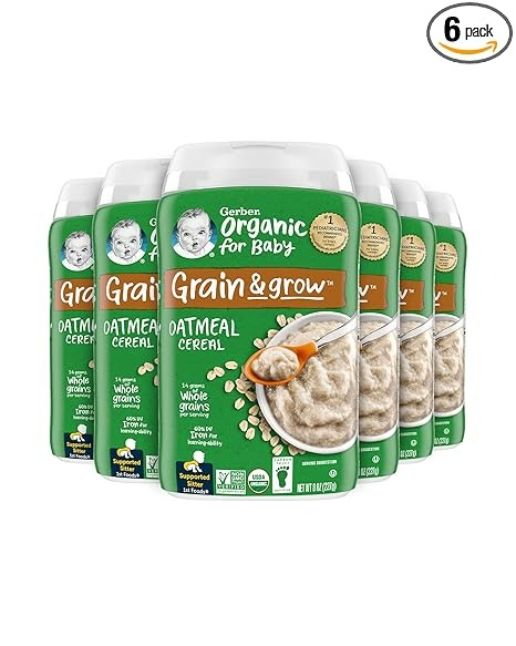 GERBER BABY CEREAL ORGANIC 1ST FOODS GRAIN & GROW OATMEAL - 8 OZ - 6'LI PAKET