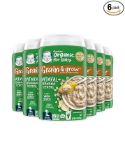 GERBER BABY CEREAL ORGANIC 2ND FOODS, GRAIN & GROW, OATMEAL BANANA - 8 OZ - 6'LI PAKET