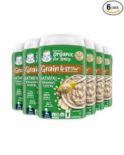 GERBER BABY CEREAL ORGANIC 2ND FOODS, GRAIN & GROW, OATMEAL BANANA - 8 OZ - 6'LI PAKET