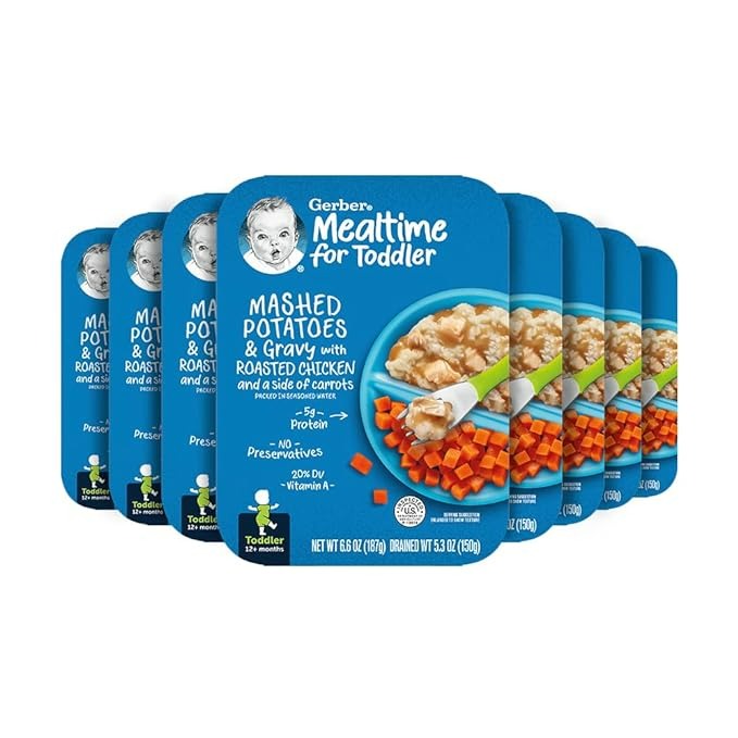 GERBER MEALTIME FOR TODDLER MASHED POTATOES & GRAVY WITH ROASTED CHICKEN & CARROTS - 6.6 OZ - 8'LI PAKET