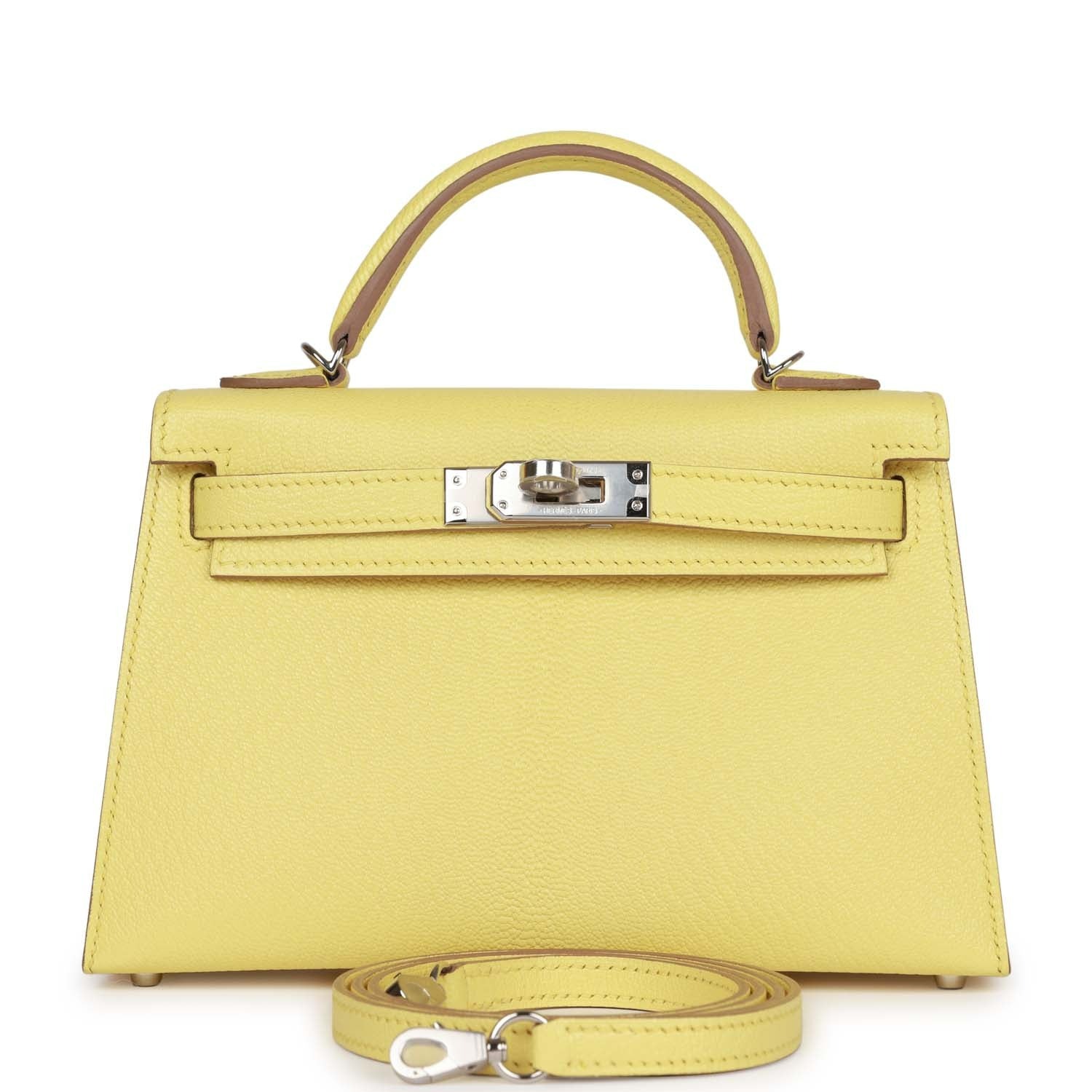 HERMES KELLY SELLIER 20 LIMONCELLO CHEVRE PALLADIUM HARDWARE