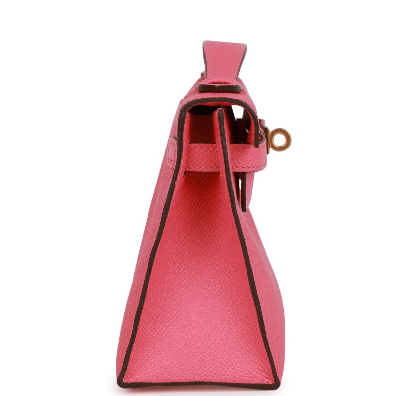 HERMES KELLY POCHETTE ROSE AZALEE EPSOM GOLD HARDWARE