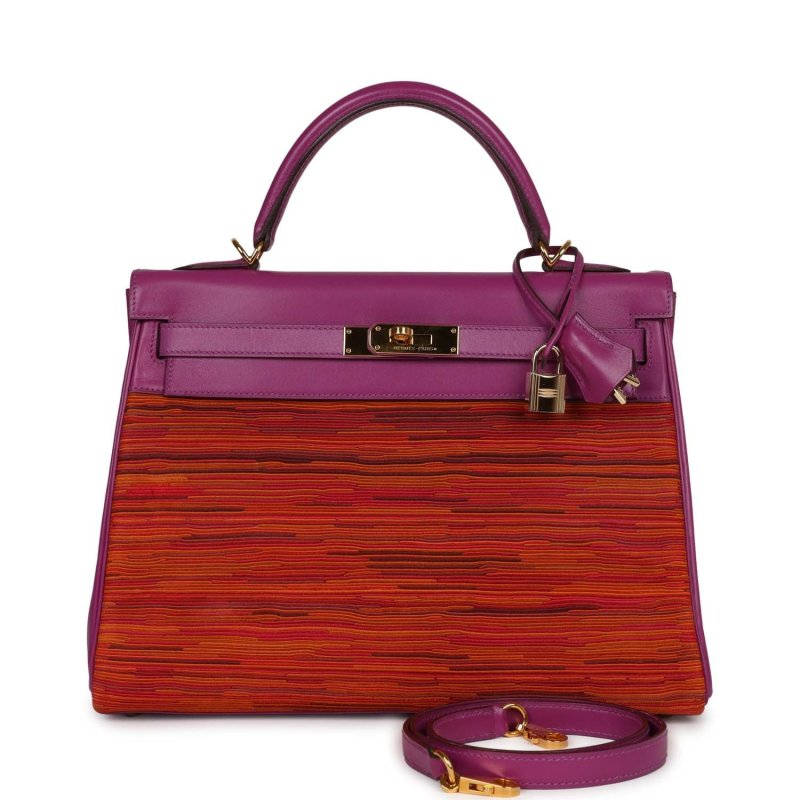 VINTAGE HERMES KELLY RETOURNE 32 VIBRATO CYCLAMEN BOX GOLD HARDWARE
