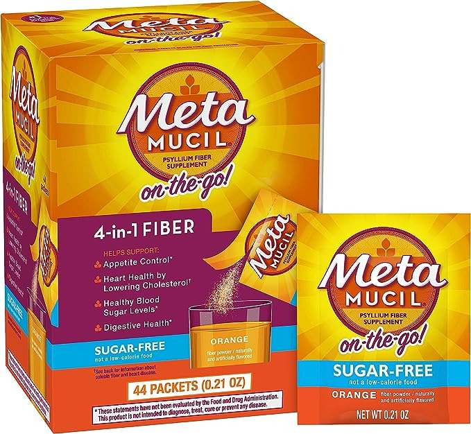 METAMUCIL FIBER 4-IN-1 PSYLLIUM FIBER SUPPLEMENT - 44 ADET