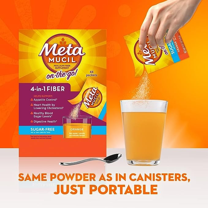 METAMUCIL FIBER 4-IN-1 PSYLLIUM FIBER SUPPLEMENT - 44 ADET