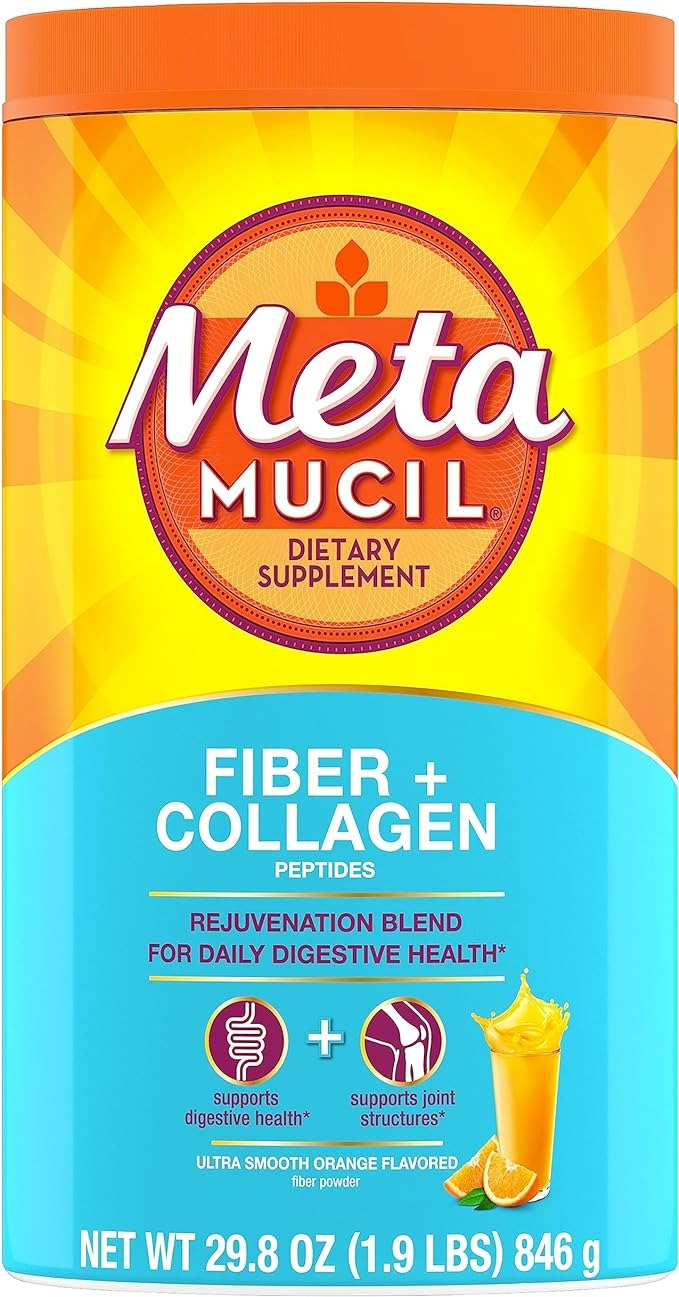 METAMUCIL DAILY FIBER + COLLAGEN, PSYLLIUM HUSK POWDER - 29.8 OZ