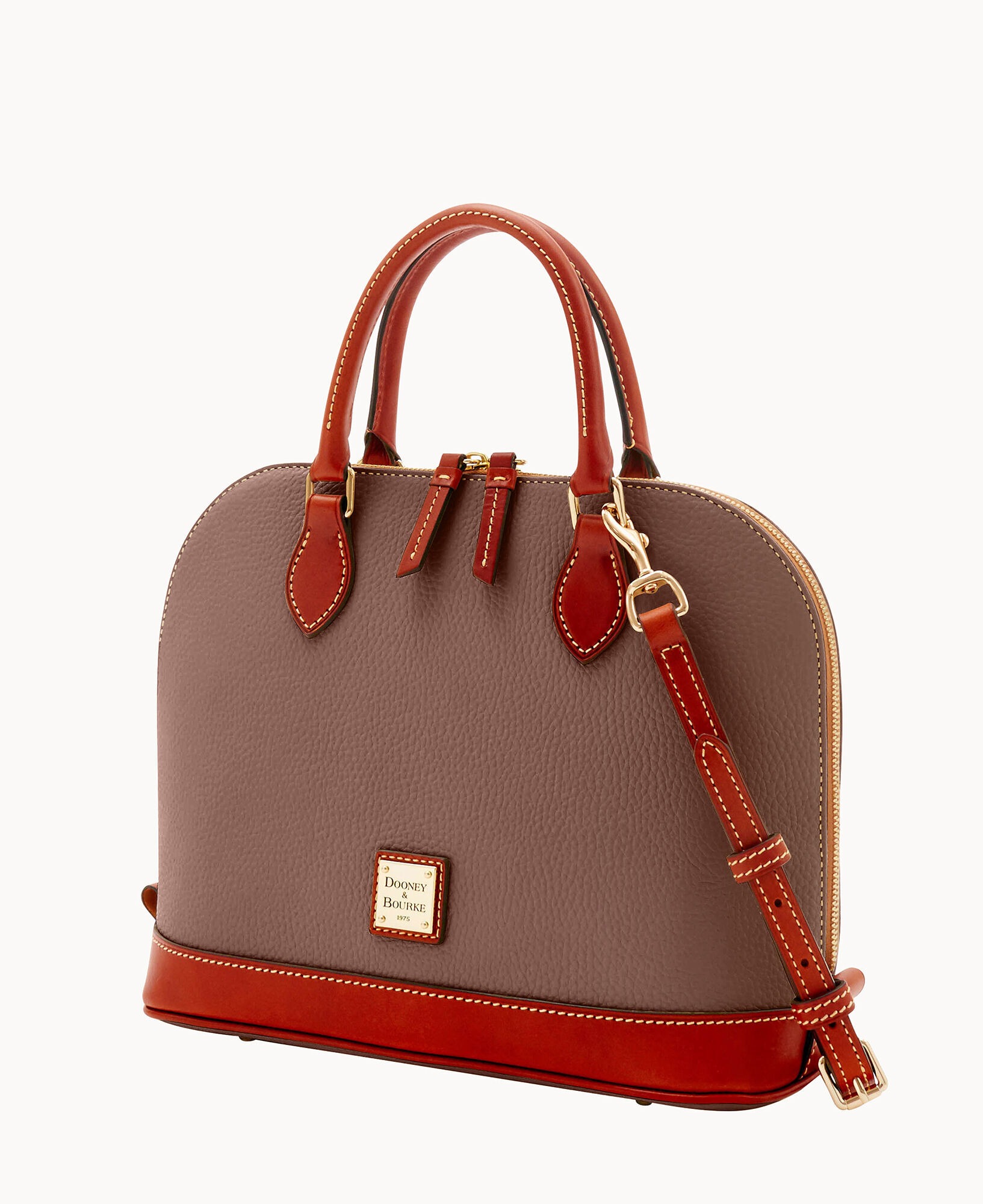 DOONEY & BOURKE PEBBLE GRAIN ZIP ZIP SATCHEL - ELEPHANT