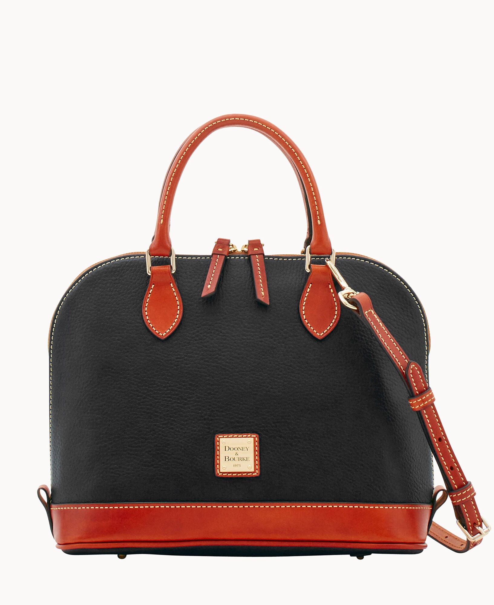DOONEY & BOURKE PEBBLE GRAIN ZIP ZIP SATCHEL - BLACK