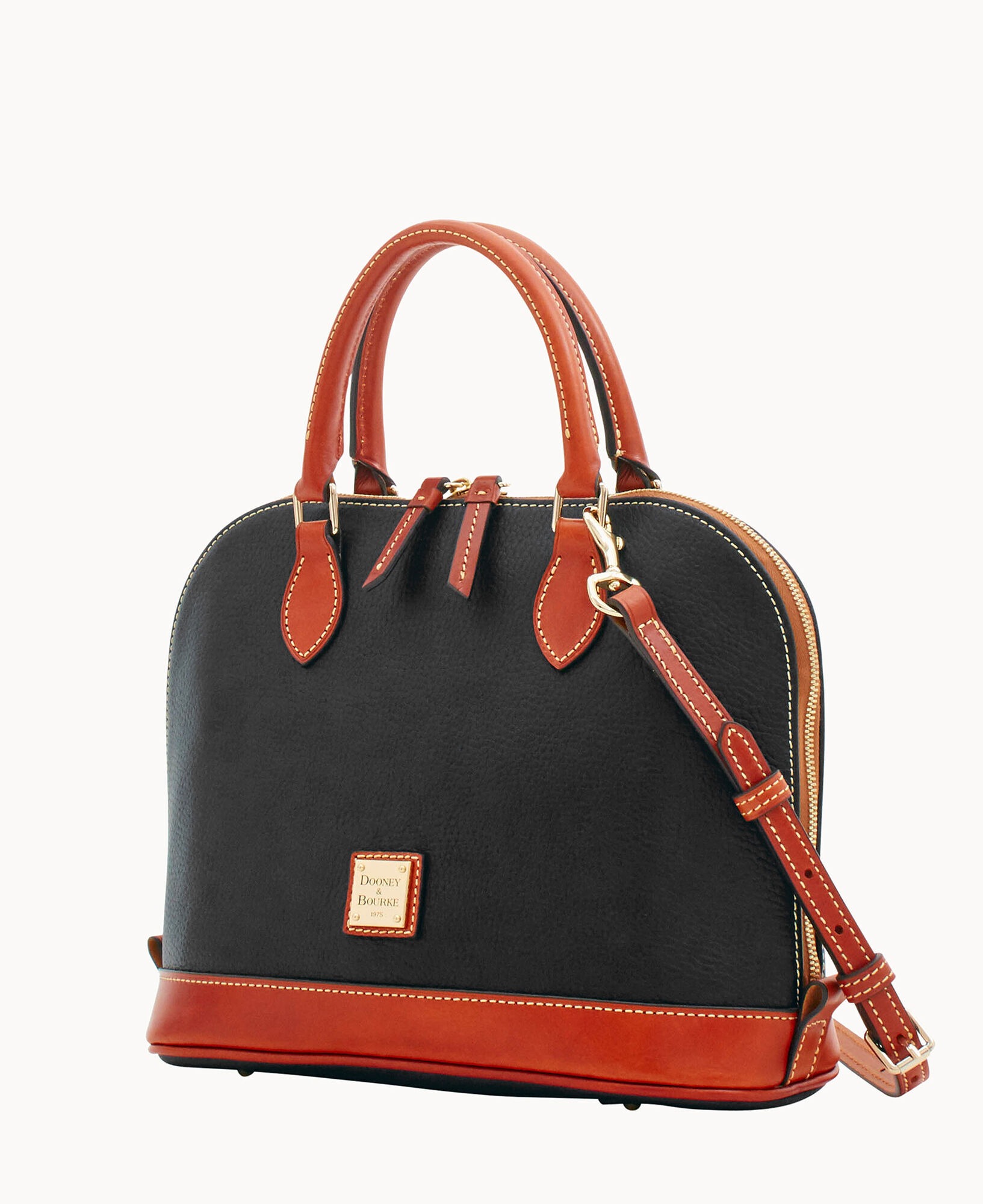 DOONEY & BOURKE PEBBLE GRAIN ZIP ZIP SATCHEL - BLACK