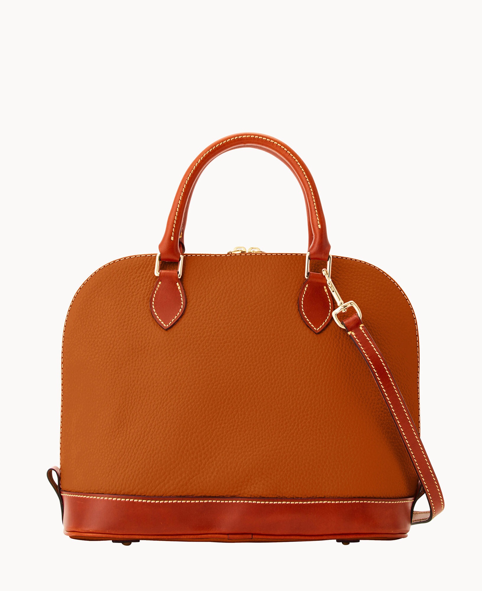 DOONEY & BOURKE PEBBLE GRAIN ZIP ZIP SATCHEL - CARAMEL