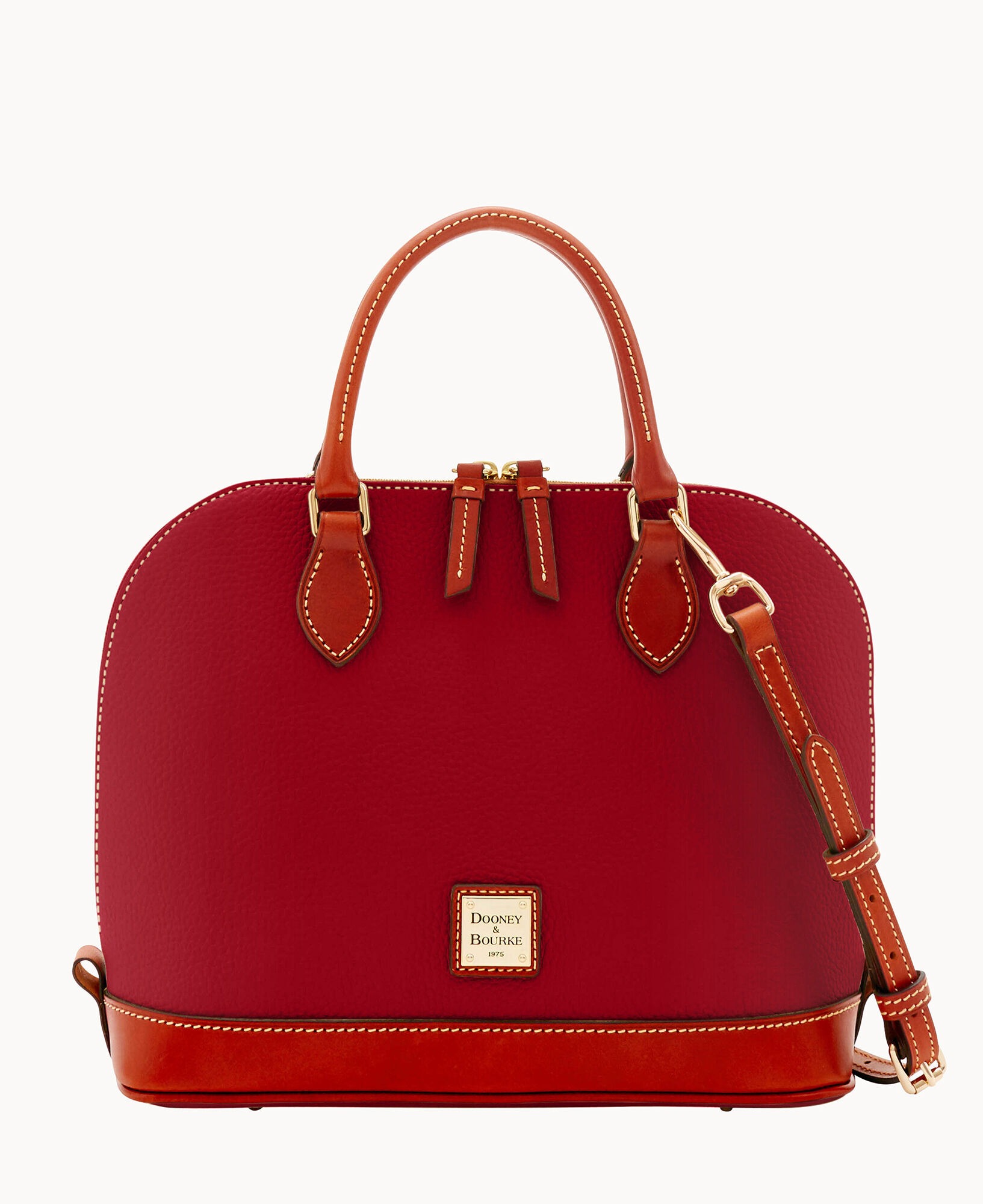 DOONEY & BOURKE PEBBLE GRAIN ZIP ZIP SATCHEL - WINE