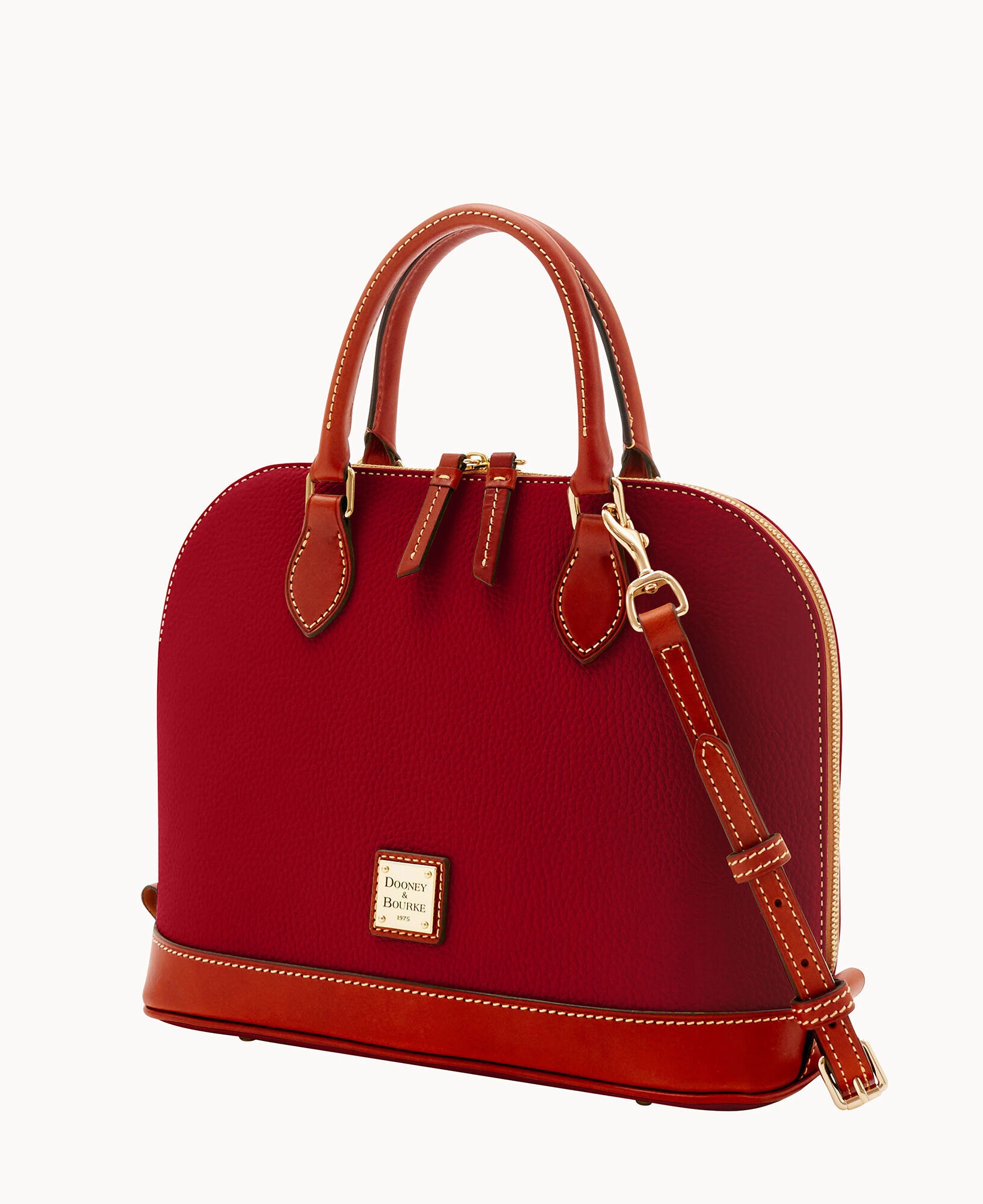DOONEY & BOURKE PEBBLE GRAIN ZIP ZIP SATCHEL - WINE