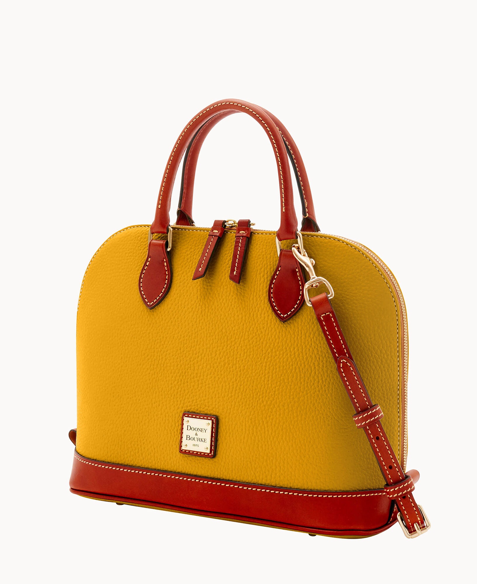 DOONEY & BOURKE PEBBLE GRAIN ZIP ZIP SATCHEL - MUSTARD