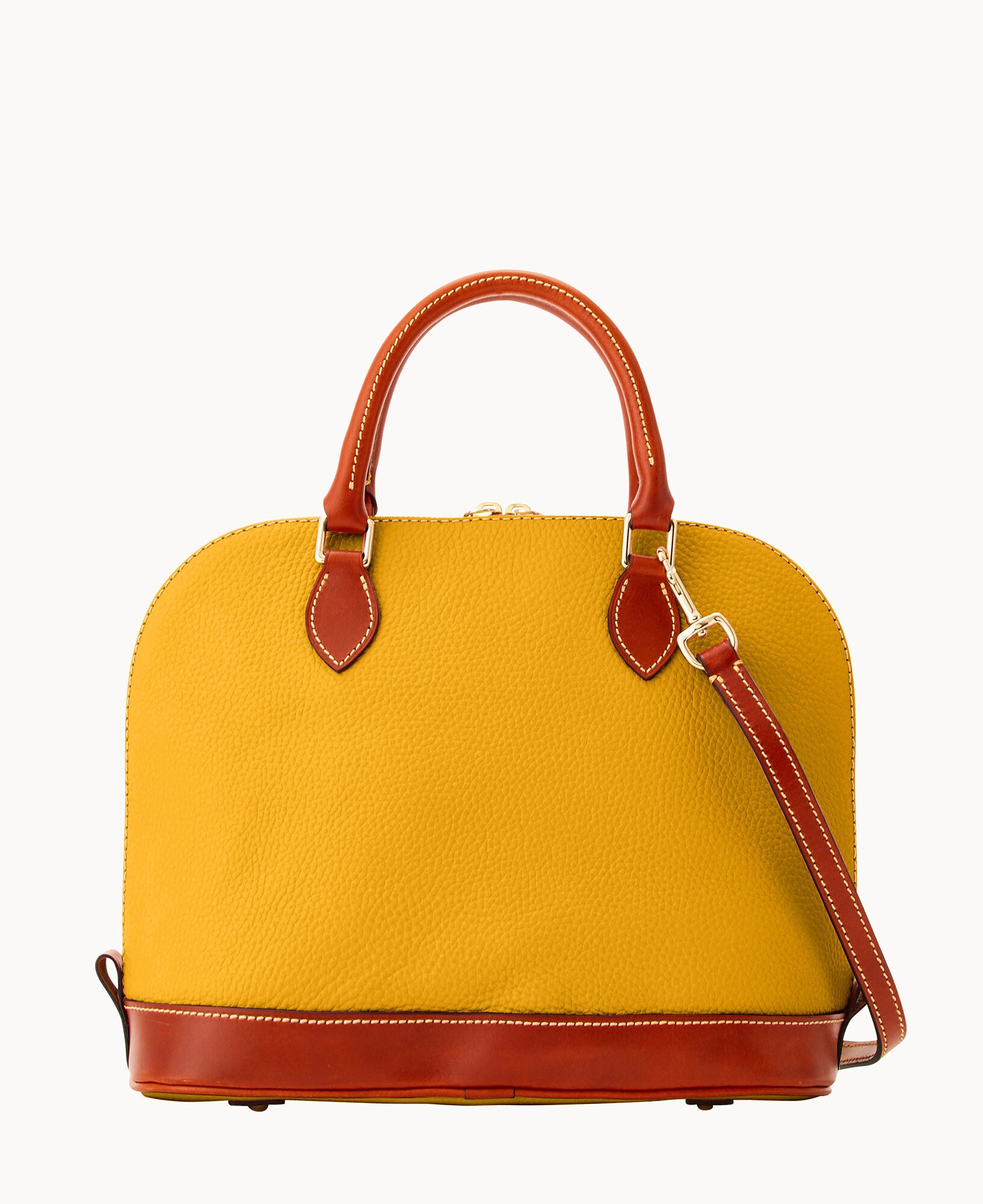 DOONEY & BOURKE PEBBLE GRAIN ZIP ZIP SATCHEL - MUSTARD