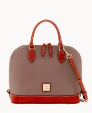 DOONEY & BOURKE PEBBLE GRAIN ZIP ZIP SATCHEL - ELEPHANT