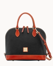 DOONEY & BOURKE PEBBLE GRAIN ZIP ZIP SATCHEL - BLACK