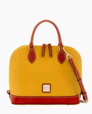 DOONEY & BOURKE PEBBLE GRAIN ZIP ZIP SATCHEL - MUSTARD