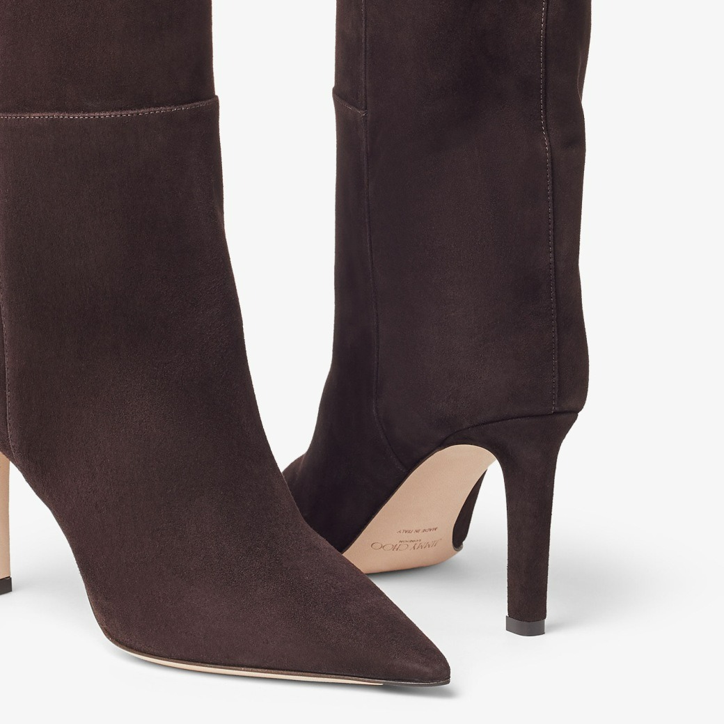 JIMMY CHOO ALIZZE KNEE BOOT 85 - COFFEE