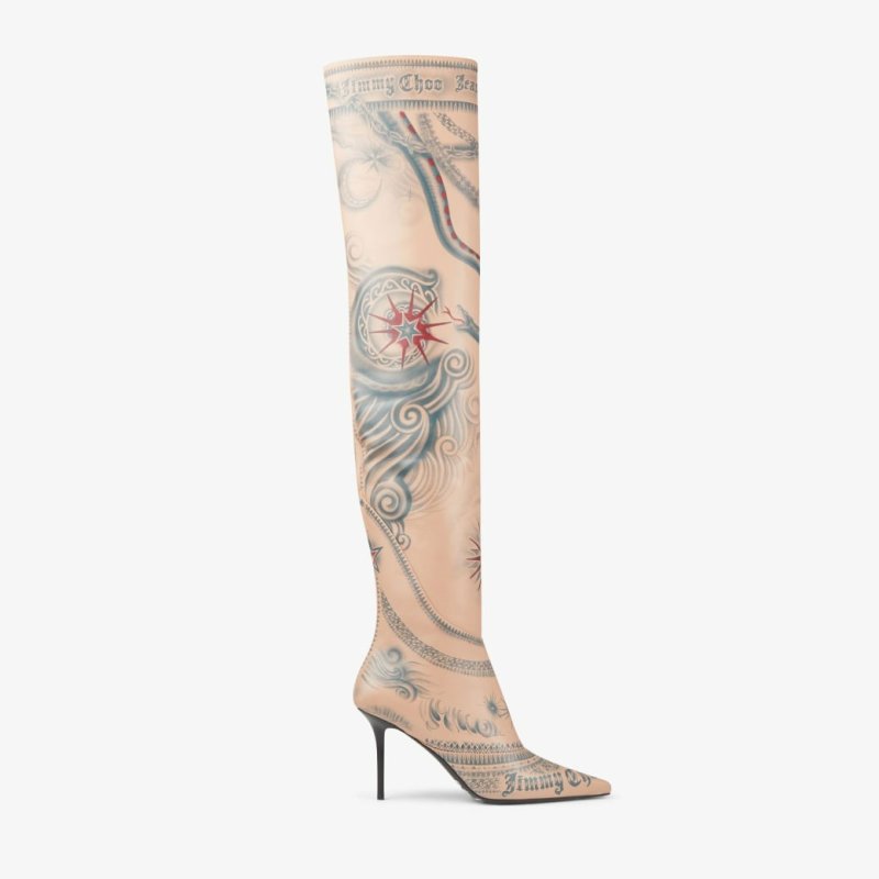 JIMMY CHOO JEAN PAUL GAULTIER OVER THE KNEE BOOT 90 - BEIGE