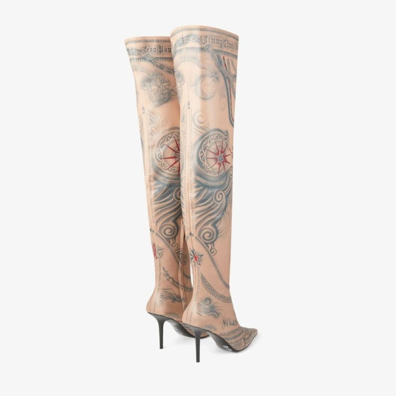 JIMMY CHOO JEAN PAUL GAULTIER OVER THE KNEE BOOT 90 - BEIGE