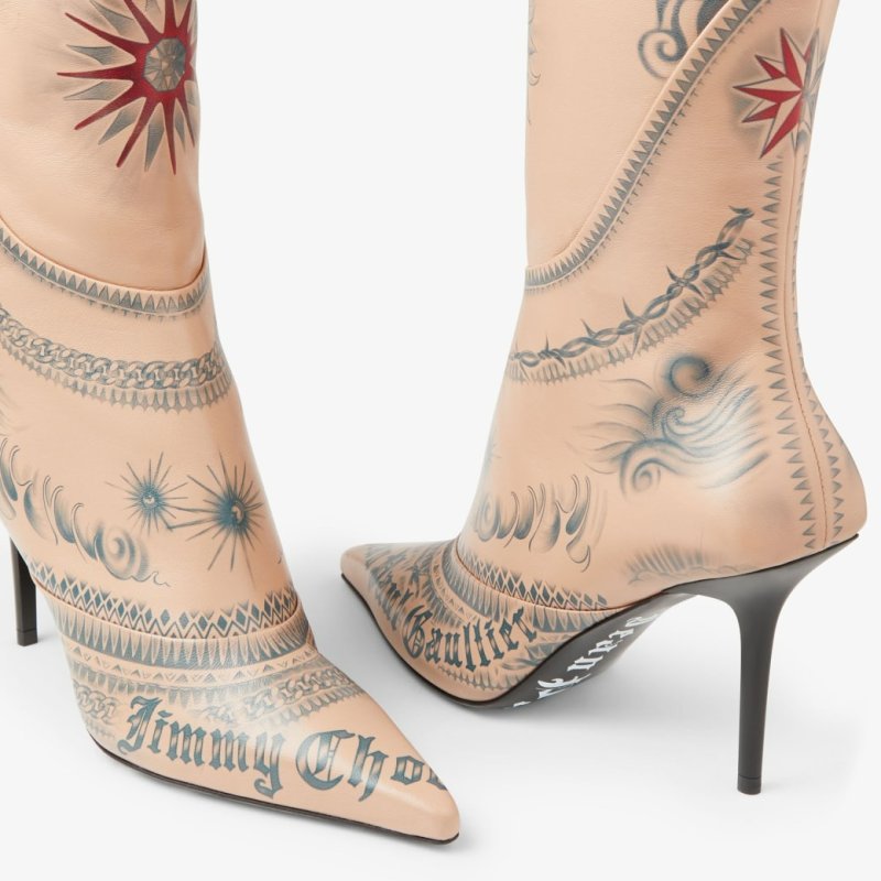JIMMY CHOO JEAN PAUL GAULTIER OVER THE KNEE BOOT 90 - BEIGE