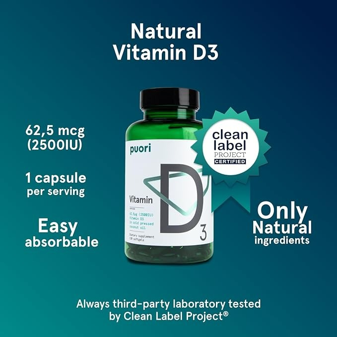PUORI VITAMIN D3 WITH ORGANIC COCONUT OIL - 120 JEL