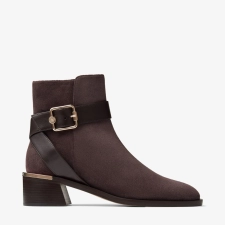 JIMMY CHOO CLARICE 45 COFFEE SUEDE AND LEATHER ANKLE BOOTS