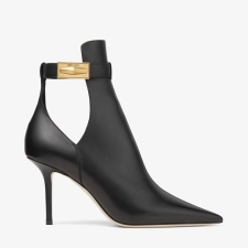 JIMMY CHOO NELL ANKLE BOOT 85 BLACK CALF LEATHER ANKLE BOOTS