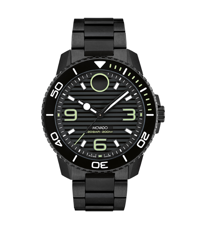 MOVADO BOLD TITANIUM - BLACK WITH ARABIC INDEX WITH INDEX