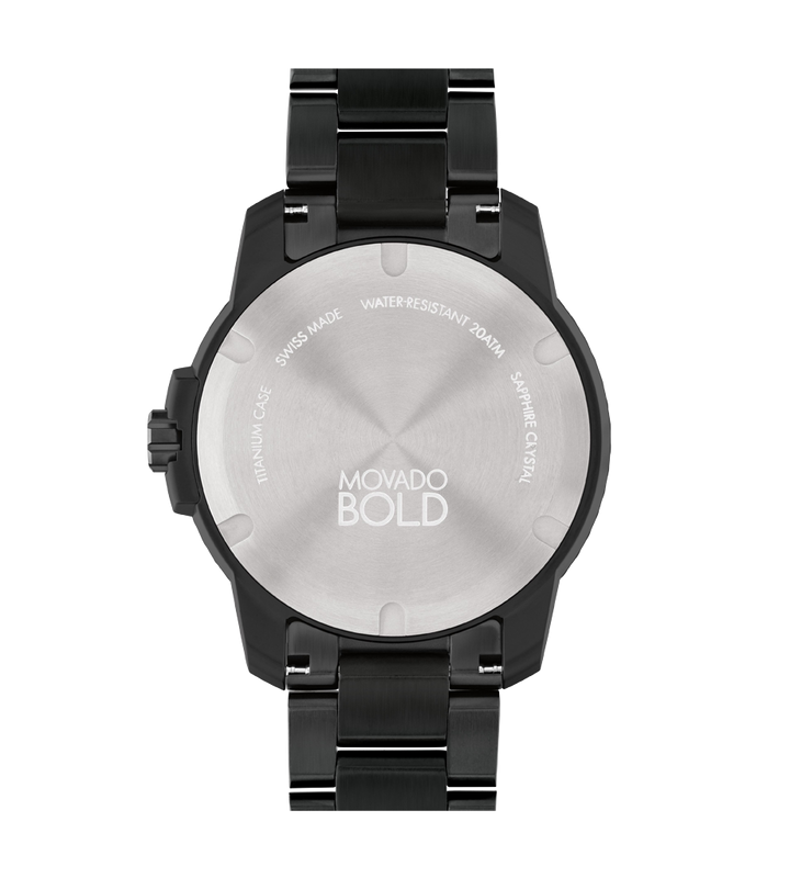 MOVADO BOLD TITANIUM - BLACK WITH ARABIC INDEX WITH INDEX
