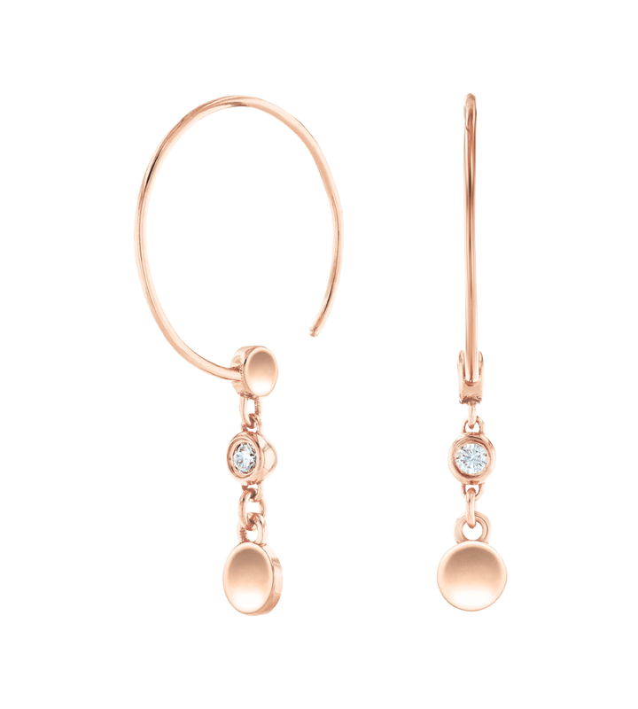 MOVADO DOT HOOP EARRINGS - ROSE GOLD