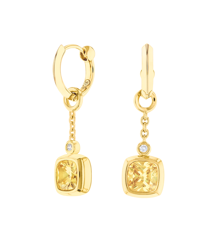MOVADO GEMSTONE DROP HUGGIE - YELLOW GOLD