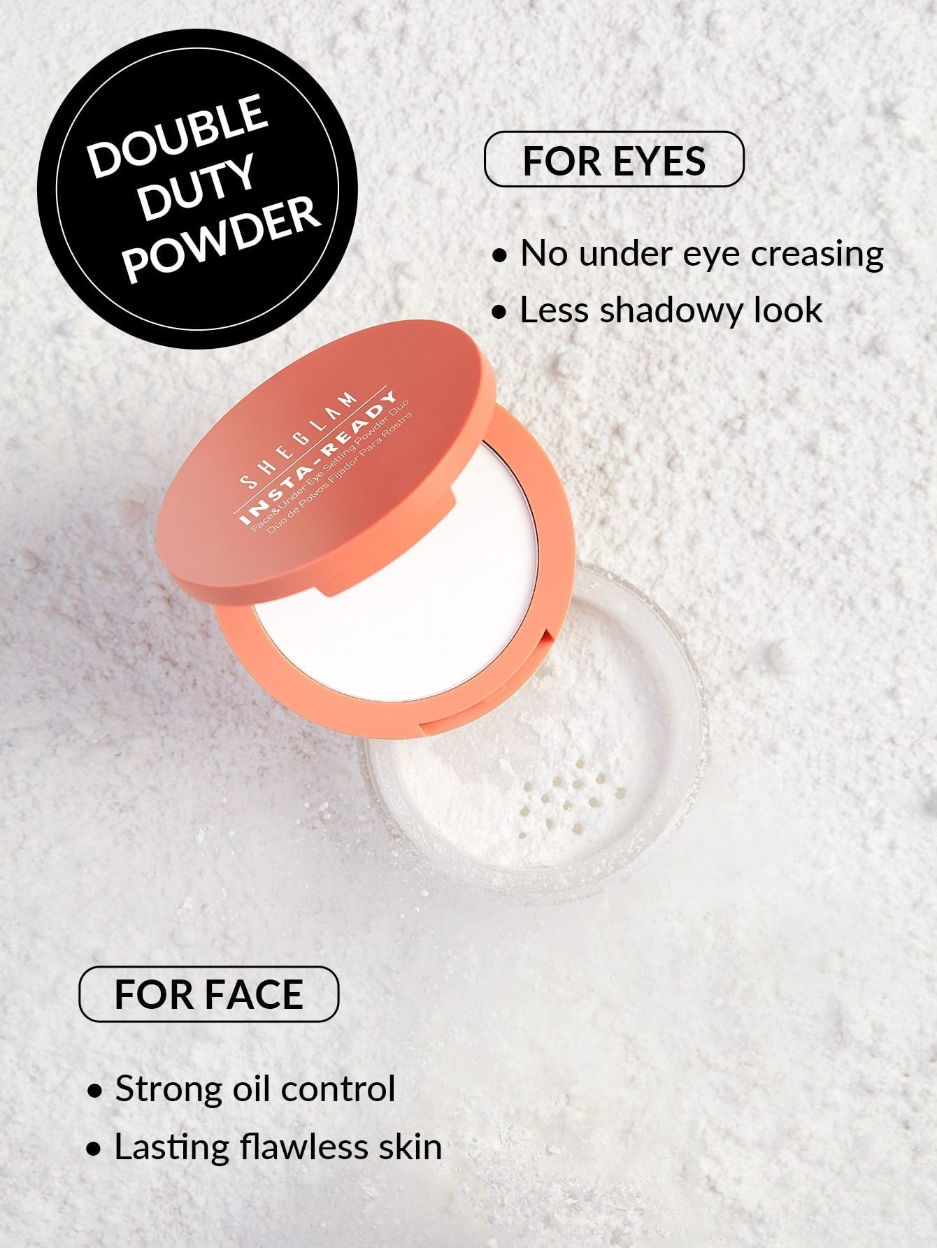 SHEGLAM  INSTA-READY FACE & UNDER EYE SETTING POWDER DUO-TRANSLUCENT