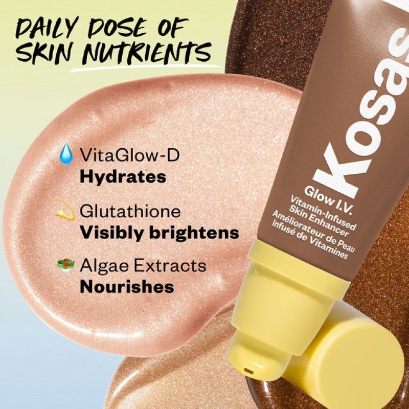 KOSAS GLOW I.V. VITAMIN-INFUSED SKIN ILLUMINATING ENHANCER - SPARK LIGHT CHAMPAGNE