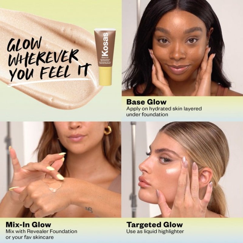 KOSAS GLOW I.V. VITAMIN-INFUSED SKIN ILLUMINATING ENHANCER - SPARK LIGHT CHAMPAGNE