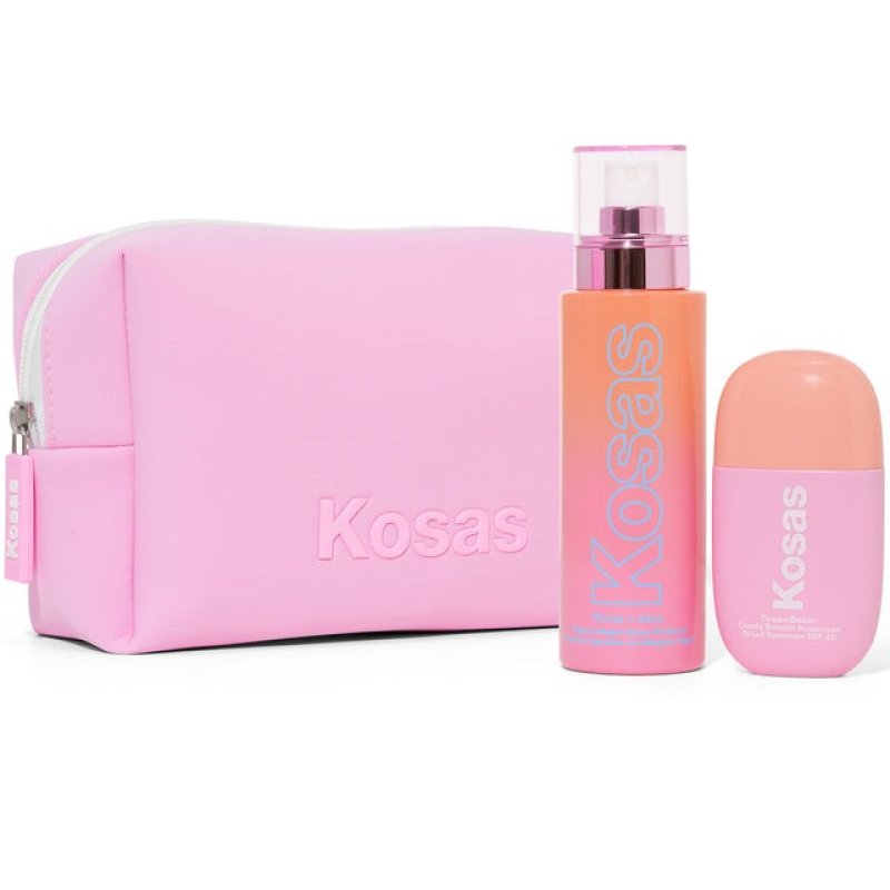 KOSAS DREAM MAKEUP PREP SET FULL-SIZE SUNSCREEN + SPRAY-ON SERUM + BAG