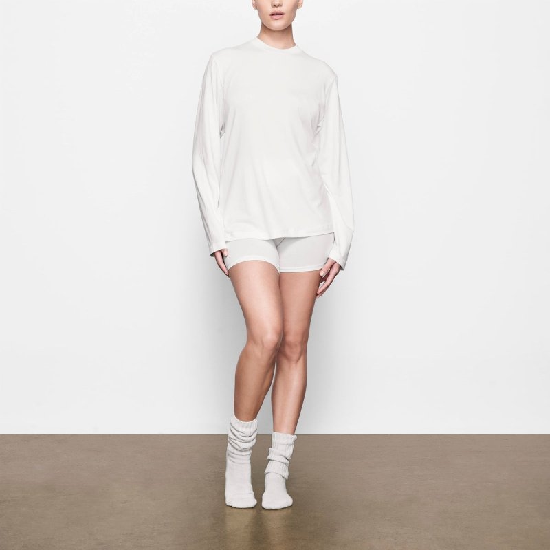 SKIMS BOYFRIEND LONG SLEEVE T-SHIRT - MARBLE