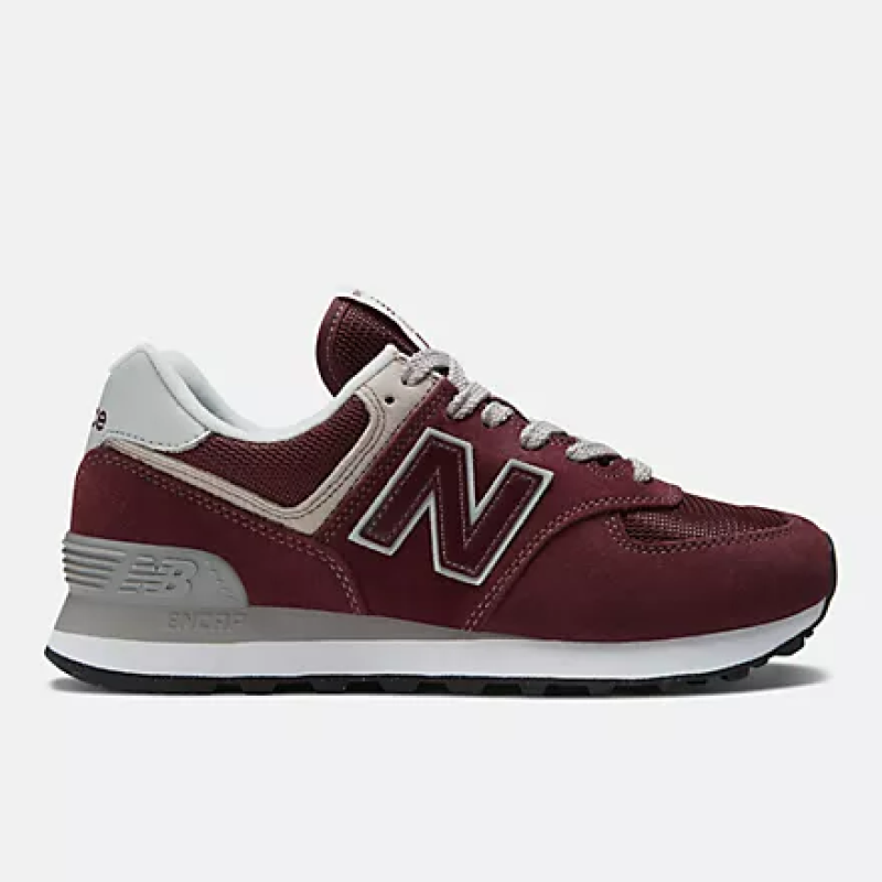 NEW BALANCE WOMEN'S 574 CORE - BURGUNDY WITH WHITE