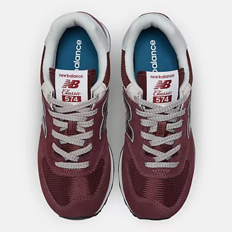 NEW BALANCE WOMEN'S 574 CORE - BURGUNDY WITH WHITE