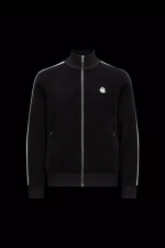 MONCLER CHENILLE ZIP UP SWEATSHIRT - BLACK