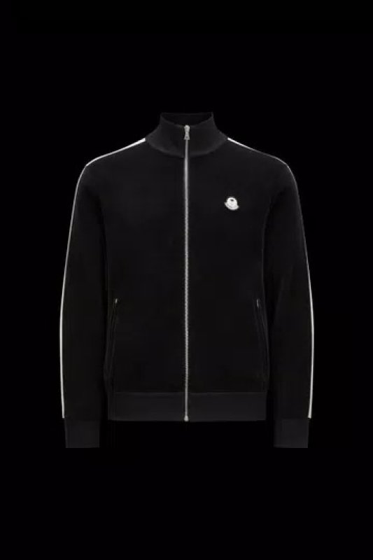 MONCLER CHENILLE ZIP UP SWEATSHIRT - BLACK