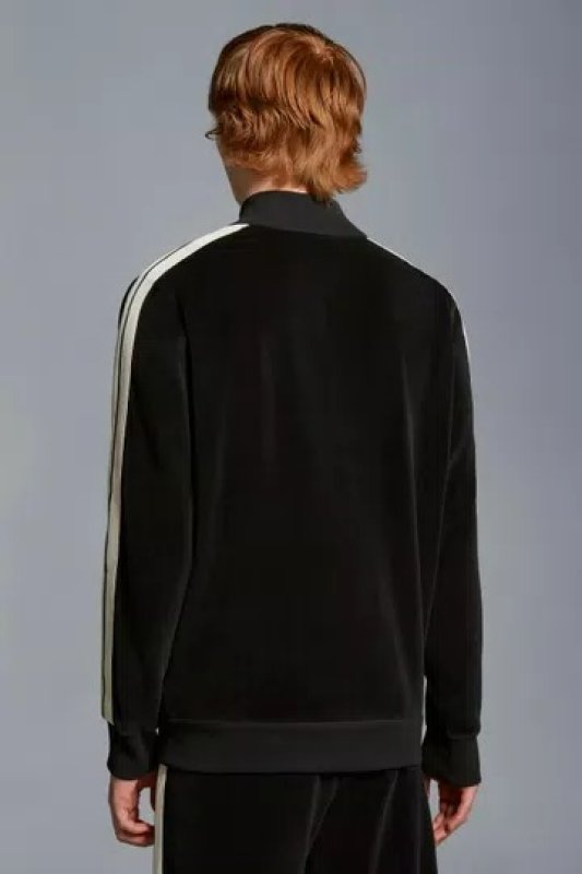 MONCLER CHENILLE ZIP UP SWEATSHIRT - BLACK