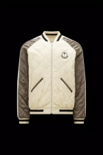 MONCLER GOSPER DOWN VARSITY JACKET - WHITE & BROWN