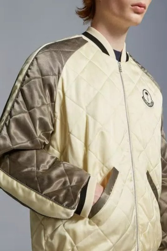 MONCLER GOSPER DOWN VARSITY JACKET - WHITE & BROWN