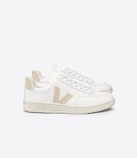 VEJA V-12 LEATHER WHITE SABLE