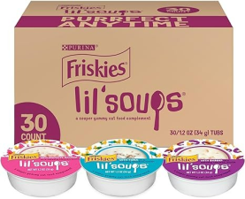 PURINA FRISKIES GRAIN FREE WET CAT FOOD COMPLEMENT VARIETY PACK - LIL' SOUPS - 1.2 OZ - 30 ADET